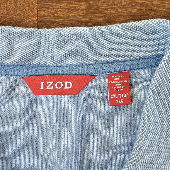 Izod Polo Shirt mens 2XL XXL Blue Preppy Button Up Outdoors Cotton Casual - Picture 2 of 6